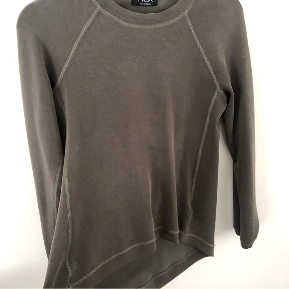 NUX Olive green high low long sleeve sweater. - Picture 1 of 3